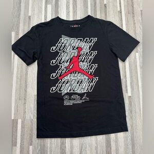 Jordan Black Tee with Red Jumpman Graphic size L(12-13YRS